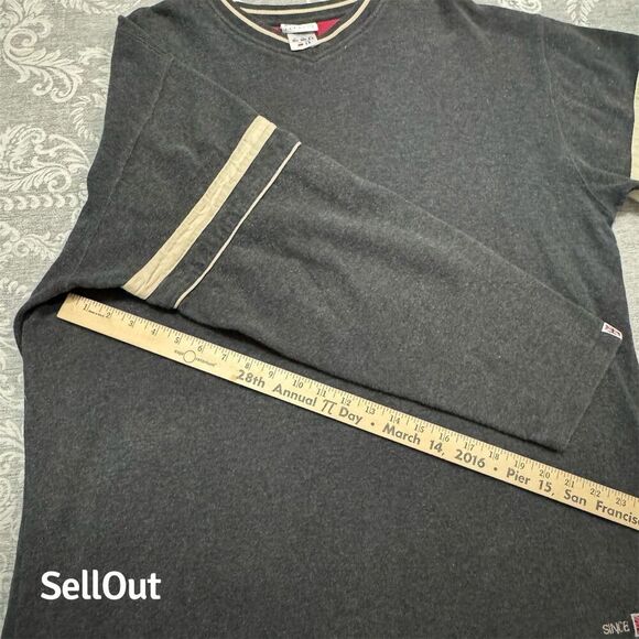 Vintage Reebok Classic Men's V-Neck Sweater Charcoal Gray 2XL Long Sleeve - Picture 7 of 7